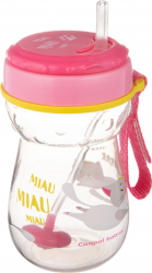 Cana sport cu pai si supapa mobila Canpol babies 350 ml fara BPA roz 