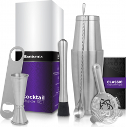 Cocktail Shaker Set Kit pentru barmani BARTISSTRIA 7 piese 