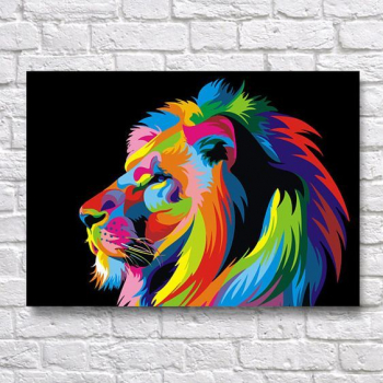 Pictura pe numere panza 54x44x53cm leu in design colorat 