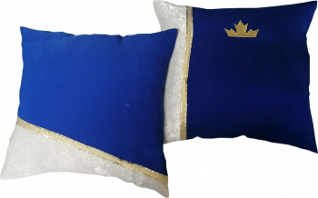 Set 2 x Perna decorativa broderie bej/albastru/ auriu 40 x40 