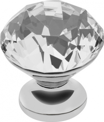 Buton modern pentru mobilier CRPB crom lucios + cristal transparent D 20 mm 