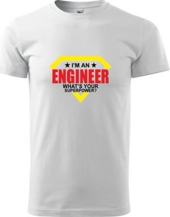 Tricou barbati Malfini Im an engineer alb XL 