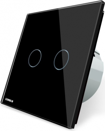 Intrerupator tactil dublu Livolo vl-c702wr-12 wireless actionare jaluzele Negru 