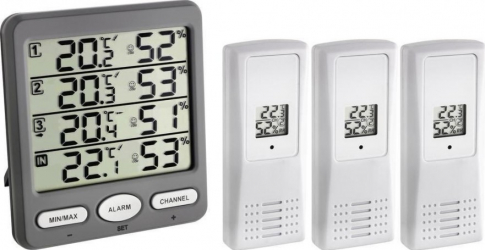 Termo-Higrometru cu 3 senzori wireless TFA 30.3054.10 