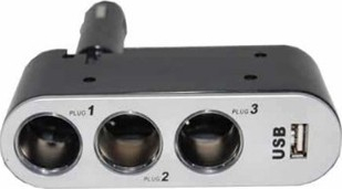 Priza tripla auto cu USB WF-0100 