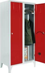 Dulap Vestiar metalic ASAMBLAT cu picioare si 2 usi color perete despartitor 717/02P 800x500x1800 mm Italia rosu 