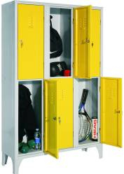 Dulap Vestiar metalic cu picioare si 6 usi color 113/06 1050x350x1800 mm Italia galben 