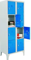 Dulap Vestiar metalic cu picioare si 8 compartimente 170/08 700x500x1800 mm usi color albastre 