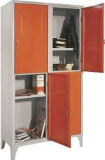 Dulap Vestiar metalic scolar cu picioare si 4 usi color SC4S 1000x500x1950 mm Italia portocaliu