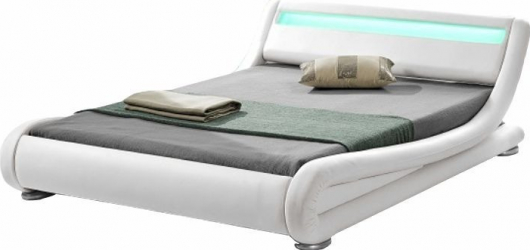 Pat tapitat 160x200 Filida alb. Iluminare LED 