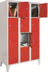 Dulap Vestiar metalic cu picioare si 12 compartimente 170/12 1050x500x1800 mm usi color rosu 