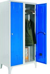 Dulap Vestiar metalic ASAMBLAT cu picioare si 2 usi color perete despartitor 717/02P 800x500x1800 mm Italia albastru 