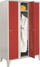 Dulap Vestiar metalic ASAMBLAT cu picioare si 3 USI COLOR 111/03 1050x350x1800 mm Italia rosu 