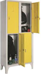 Dulap Vestiar metalic cu picioare si 4 usi color 113/04 700x350x1800 mm Italia galben 