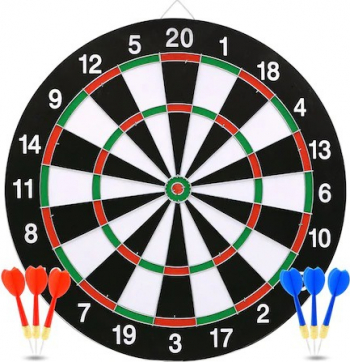 Joc Darts Deluxe cu 2 fete Fata-Verso cu 6 sageti incluse 43 cm 