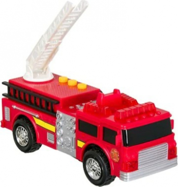 Masina rosie de pompieri pentru salvare de la incendiu cu scara alba cu sunet si lumina 16 cm 3 ani+ Shopiens 