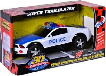 Masinuta de politie cu luminite muzica si diverse sunete 30 cm 36 luni+ alb cu albastru Shopiens 