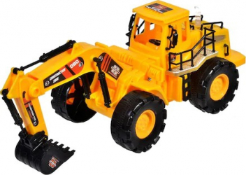 Masinuta Excavator Shopiens galben lumini si sunete cu baterii 