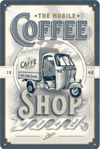Placa metalica - Ape - Coffee Shop- 20x30 cm 