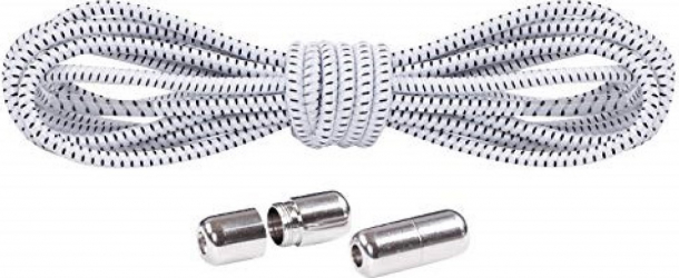 Sireturi Elastice cu sistem NO TOUCH cu Capsula Metalica SIRETILA and reg Rotunde Alb-Negru 