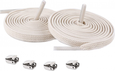 Sireturi Elastice cu sistem NO TOUCH cu clips metalic SIRETILA and reg Plate Bej 