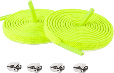 Sireturi Elastice cu sistem NO TOUCH cu clips metalic SIRETILA and reg Plate Verde Fluorescent 