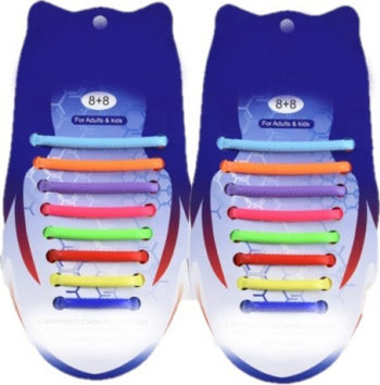 Sireturi Elastice din Silicon pentru pantofi sport functie NO TOUCH SIRETILA and reg Curcubeu 