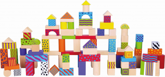 Set blocuri constructie colorate pictate cu modele 100 elemente 