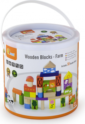 Set blocuri constructie colorate pictate Ferma 