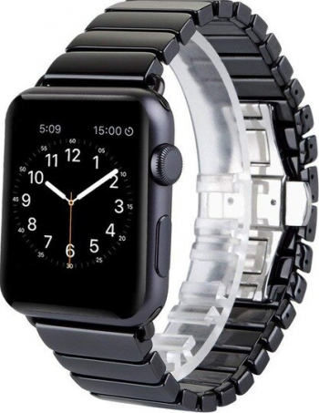 Curea Ceramica MTP Premium Sistem inchidere Butterfly pentru Apple Watch 1/2/3/4/5/6 40mm Negru 