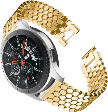 Curea Universala Metalica Gold 22mm Quick Release Zale Hexagonale Compatibila SmartWatch 