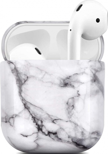 Husa Protectie anti cazaturi material dur White Marlble pentru Apple AirPods 1 
