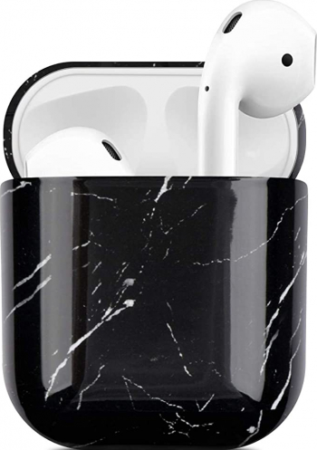 Husa Protectie anti cazaturi material dur White/Black pentru Apple AirPods 1 