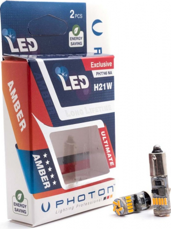 SET becuri PHOTON H21W 12V EXCLUSIVE mai multa LUMINA GALBENA CANBUS LED - PH7746 NA 