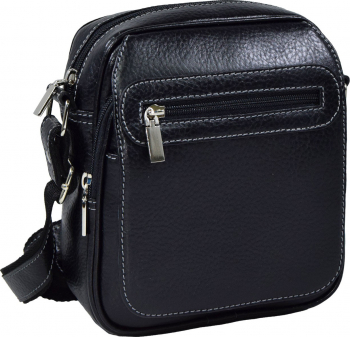 Borseta piele neagra cu cusaturi MAGAZINUL DE GENTI casual 02 