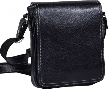 Borseta piele neagra si cusaturi MAGAZINUL DE GENTI model cu capac 05 