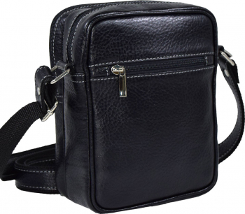 Borseta piele neagra si cusaturi MAGAZINUL DE GENTI model cu fermoare 010 