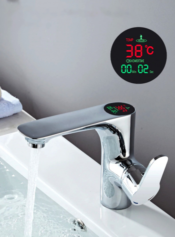 Baterie baie inteligenta cu afisaj LED pentru temperatura apei si durata de functionare cromata 