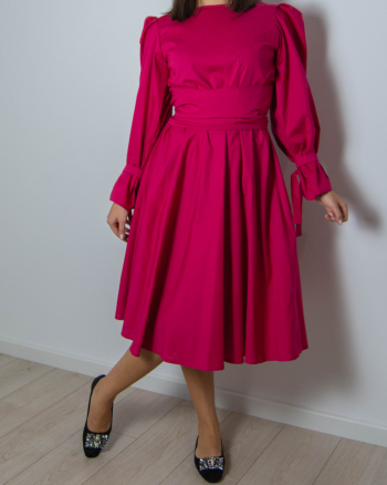 Rochie midi cu maneca bufanta