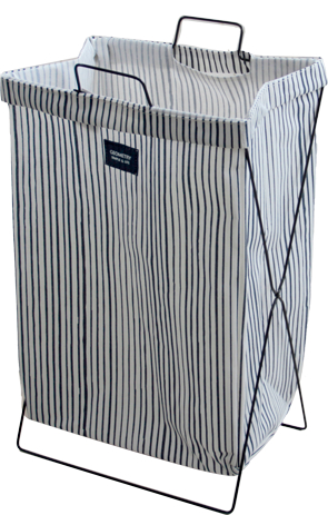Cos rufe baie RAKI cu cadru metalic pliabil 35x26x59cm albastru alb cu decor MN01931081 