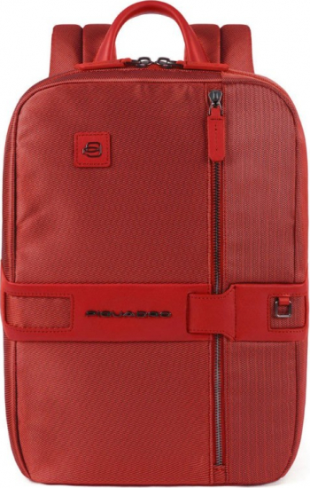 Rucsac port laptop 11 Piquadro portdocument din piele si nylon CA4917S107/R rosu 