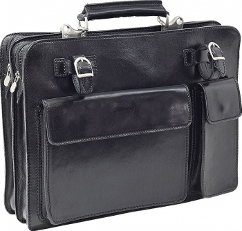 Servieta office barbati din piele naturala vachetta neagra 4507 portlaptop 