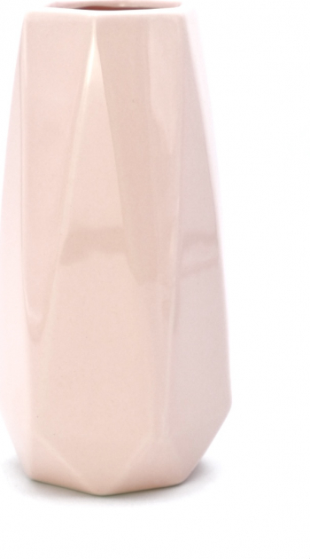 Vaza decor lucioasa ceramica roz 19 x 7 cm 