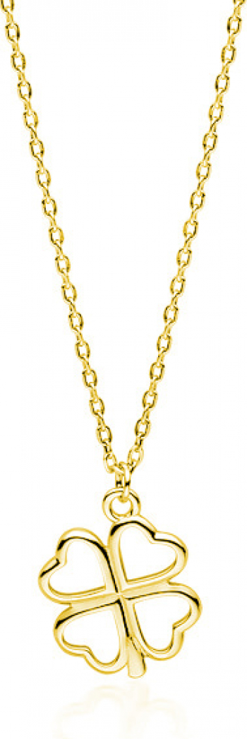 Colier pandantiv trifoi argint 925 placat cu aur galben 