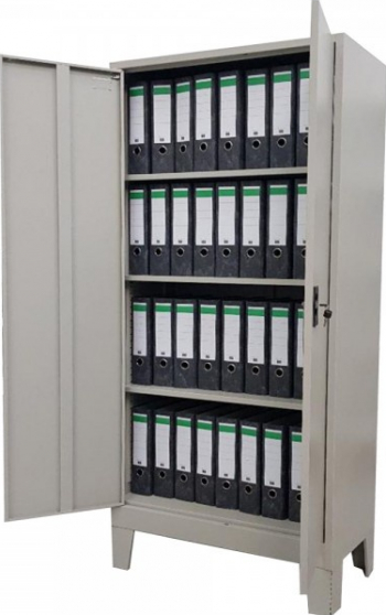 Dulap Fiset metalic cu 4 rafturi si picioare 800x350x1920 mm LxlxH 50 kg/polita inchidere 3 puncte neasamblat PLUS 