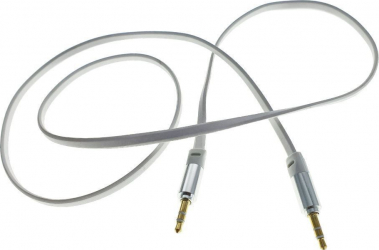 Cablu Audio jack 3.5mm tata la jack 3.5mm tata stereo 90cm siliconic plat alb 