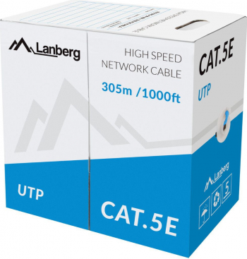 Rola cablu UTP Lanberg cat.5e lungime 305m AWG 24 100 MHz solid CCA ethernet albastra 