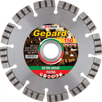 Disc diamantat GEPARD 150 x 22.23 mm pentru beton armat si piatra DIATECH