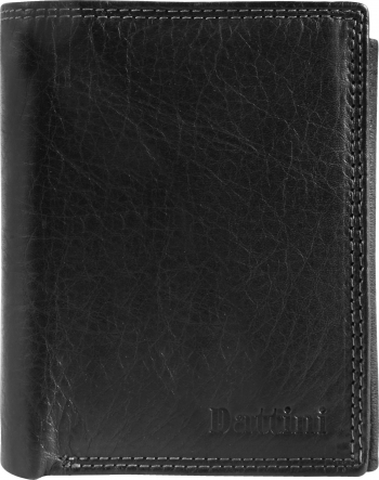 Portofel barbati Dattini Germany Business Black portmoneu stil englezesc vertical piele neagra 2 compartimente de bancnote 