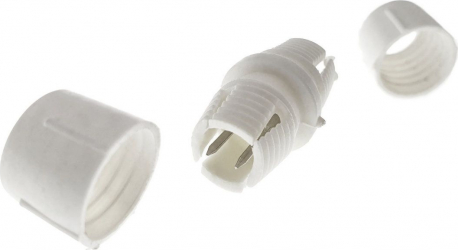 Conector imbinare furtun Led luminos cu 2 pini 3 elemente cu filet din plastic alb 